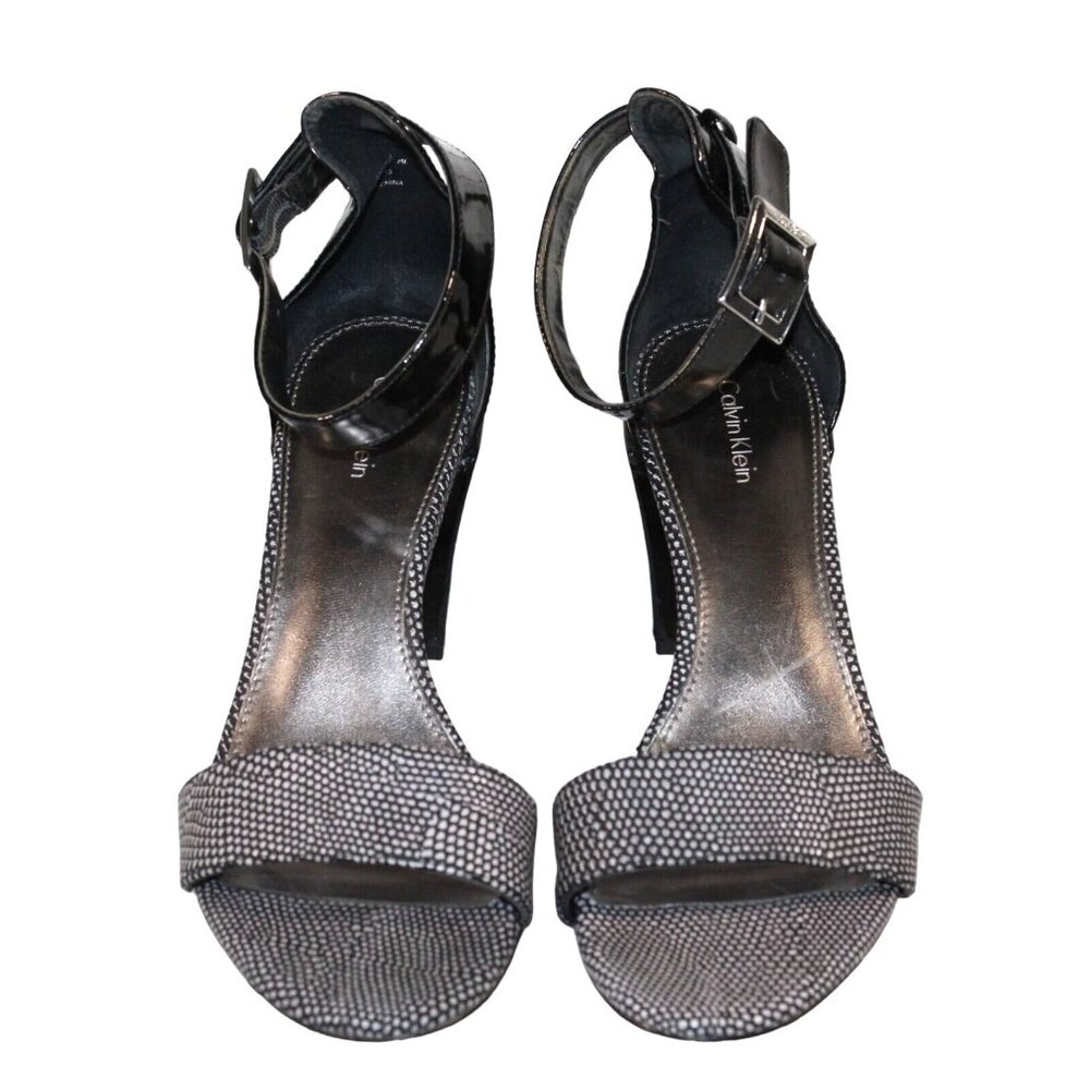 Calvin Klein Women Sz 8.5M Peep Toe Strappy Block - Picture 2 of 12